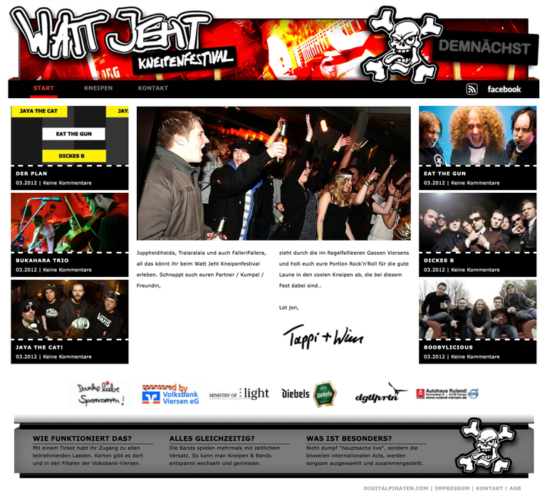 Screenshot von der damaligen Webseite